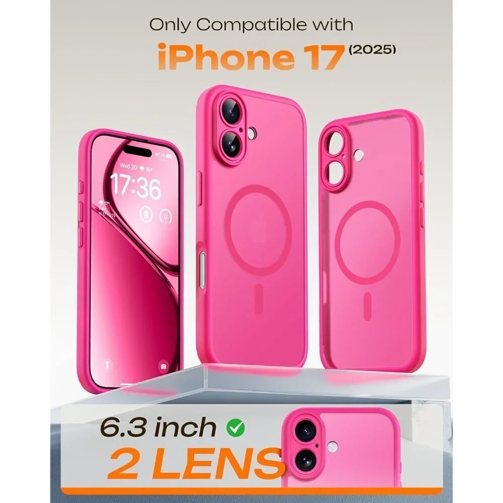 Hot Pink Iphone 17 Pro Max Full Camera Protection Translucent Matte Phone Case